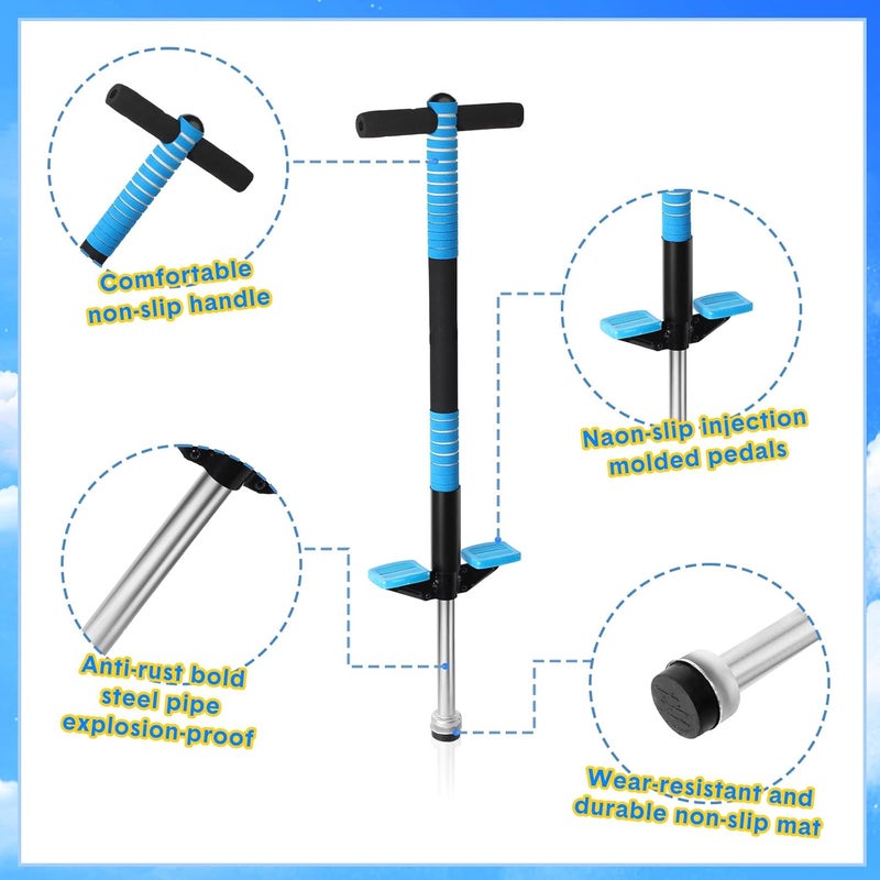 Leitee 2 Pack Pogo Stick for Kids Age 6 and Up, Suitable for 40-80 lbs, Soft Foam Jump Stick, Pogo Stick for Beginners Kids Exercise Body Balance Keep Healthy (Green and Blue) - Image 3